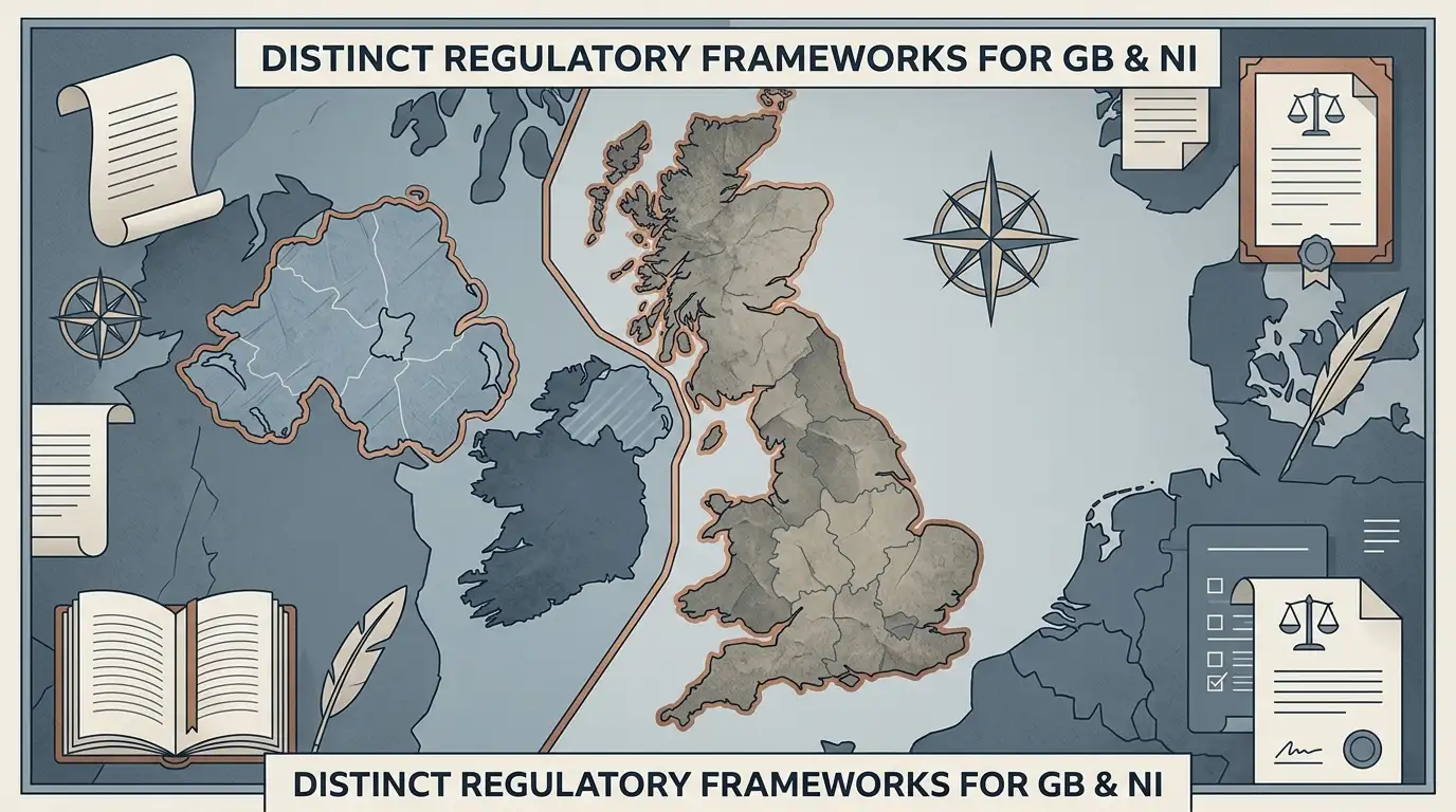 Conceptual map distinguishing Great Britain and Northern Ireland gambling regulation